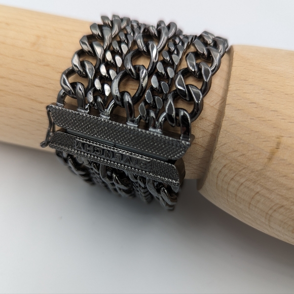 Givenchy Swarovski Crystal Multi Chain Gun Metal Bracelet - Picture 7 of 12